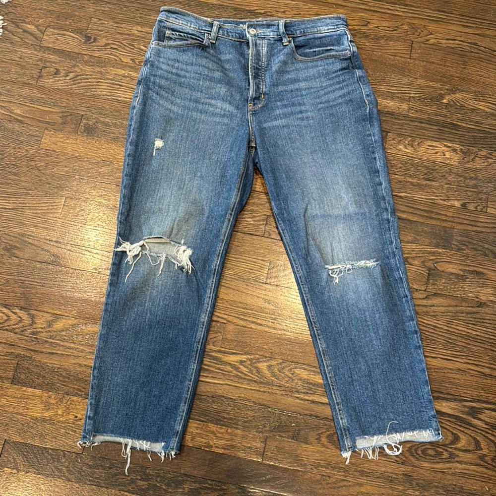 Old Navy sky high distressed straight leg jeans